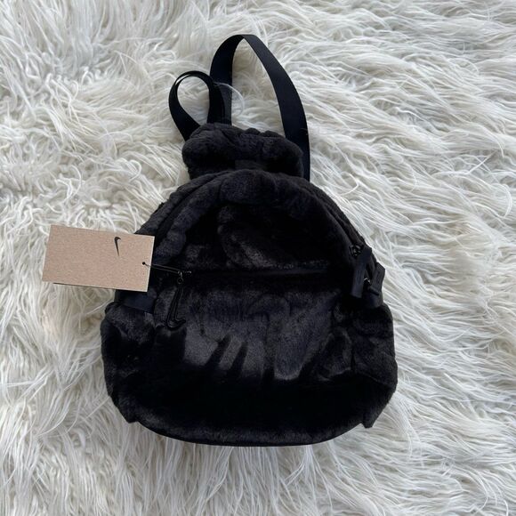 Nike Futura Faux Fur Mini Backpack Black 6L FZ1328-010 - Picture 3 of 10